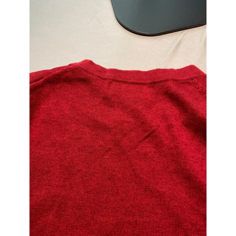 Banana Republic Premium Luxe Yarn Red Crew Neck Sweater Cotton Silk Cashmere L
